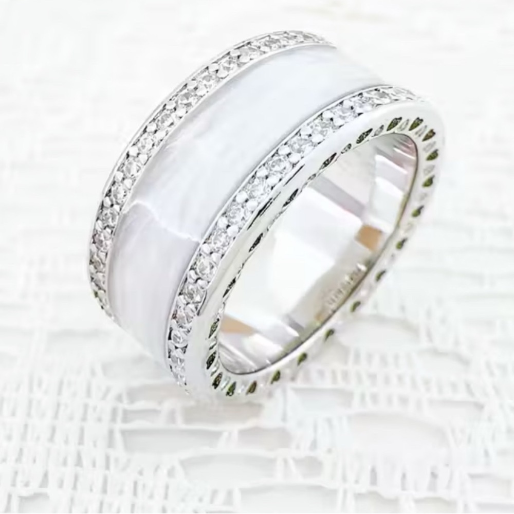 Elegant 925 Sterling Silvery Wide Band Ring